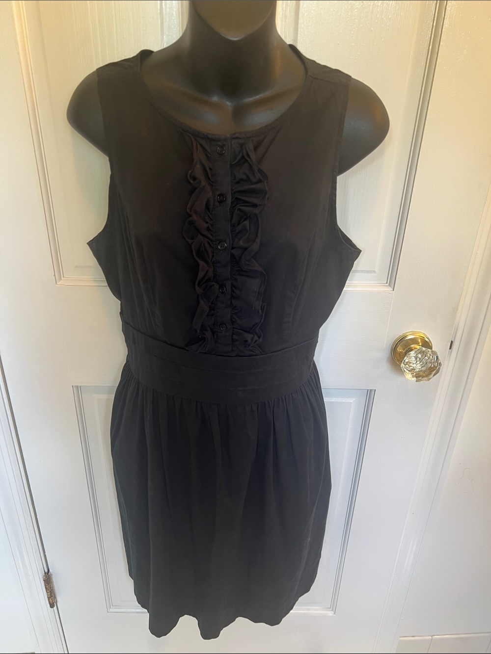 Hope and Honey Sleeveless Black Ruffle-Front Dress, Size 10